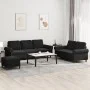 3-piece black velvet sofa set with cushions by , Sofas - Ref: Foro24-3202265, Price: 615,07 €, Discount: %