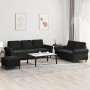 3-teilige Sofagarnitur aus schwarzem Samt mit Kissen von , Sofas - Ref: Foro24-3202265, Preis: 624,76 €, Rabatt: %