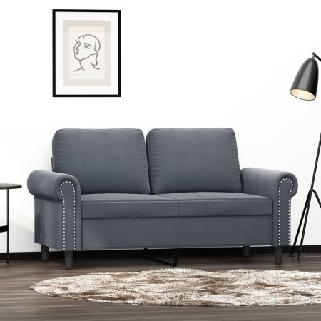 Dunkelgraues 2-Sitzer-Sofa aus Samt, 120 cm von , Sofas - Ref: Foro24-359520, Preis: 271,79 €, Rabatt: %