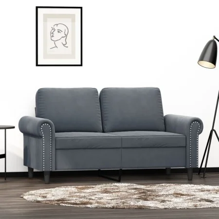 Dunkelgraues 2-Sitzer-Sofa aus Samt, 120 cm von , Sofas - Ref: Foro24-359520, Preis: 266,71 €, Rabatt: %