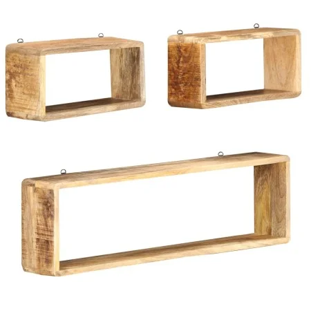 3-Piece Cube Wall Shelf Set Solid Mango Wood by , Shelves and shelves - Ref: Foro24-285844, Price: 101,06 €, Discount: %