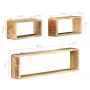 3-Piece Cube Wall Shelf Set Solid Mango Wood by , Shelves and shelves - Ref: Foro24-285844, Price: 101,06 €, Discount: %