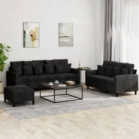 3-piece black velvet sofa set with cushions by , Sofas - Ref: Foro24-3201735, Price: 515,71 €, Discount: %