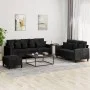 3-piece black velvet sofa set with cushions by , Sofas - Ref: Foro24-3201735, Price: 515,71 €, Discount: %