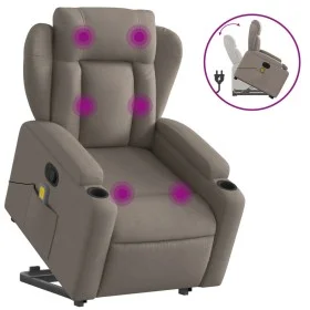 Liftable massage recliner taupe gray fabric by , Armchairs - Ref: Foro24-3204502, Price: 342,89 €, Discount: %