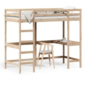 Loft bed with solid pine wood desk 90x190 cm by , Beds and slatted bases - Ref: Foro24-842858, Price: 233,70 €, Discount: %