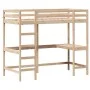 Loft bed with solid pine wood desk 90x190 cm by , Beds and slatted bases - Ref: Foro24-842858, Price: 237,60 €, Discount: %