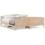 Bed frame with solid pine wood headboard 180x200 cm by , Beds and slatted bases - Ref: Foro24-3216164, Price: 210,38 €, Disco...