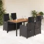 Set de muebles jardín 5 pzas con cojines ratán sintético negro de , Conjuntos de jardín - Ref: Foro24-3212233, Precio: 659,87...