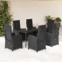 Set de comedor de jardín 7 pzas y cojines ratán sintético negro de , Conjuntos de jardín - Ref: Foro24-3212315, Precio: 782,8...