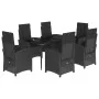 Set de comedor de jardín 7 pzas y cojines ratán sintético negro de , Conjuntos de jardín - Ref: Foro24-3212315, Precio: 782,8...