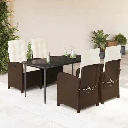 Set comedor de jardín 5 piezas y cojines ratán sintético marrón de , Conjuntos de jardín - Ref: Foro24-3212334, Precio: 677,1...
