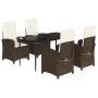 Set comedor de jardín 5 piezas y cojines ratán sintético marrón de , Conjuntos de jardín - Ref: Foro24-3212334, Precio: 677,1...