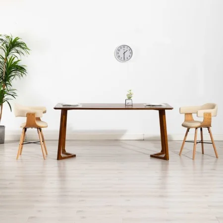 Sillas de comedor 2 uds cuero sintético y madera curvada crema de vidaXL, Sillas de comedor - Ref: Foro24-283140, Precio: 305...