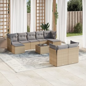 Gartensofa-Set mit beigen Kissen, 10-teilig, synthetisches Rattan von , Gartensets - Ref: Foro24-3250158, Preis: 612,11 €, Ra...