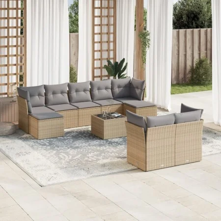 Garden sofa set with beige cushions 10 pieces synthetic rattan by , Garden sets - Ref: Foro24-3250158, Price: 613,58 €, Disco...