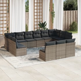 Garden sofa set with cushions 13 pieces gray synthetic rattan by , Garden sets - Ref: Foro24-3250229, Price: 760,68 €, Discou...
