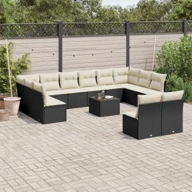 Gartensofa- und Kissenset 13-teilig aus schwarzem synthetischem Rattan von , Gartensets - Ref: Foro24-3250215, Preis: 730,80 ...