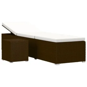 Lounger with cushion and brown synthetic rattan coffee table by , Loungers - Ref: Foro24-317112, Price: 209,02 €, Discount: %