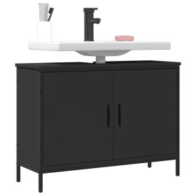 Black engineered wood bathroom sink cabinet 80x30x60 cm by , Dressing tables - Ref: Foro24-842451, Price: 57,95 €, Discount: %