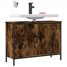 Engineered wood bathroom sink cabinet smoked oak 80x30x60 cm by , Dressing tables - Ref: Foro24-842453, Price: 62,19 €, Disco...