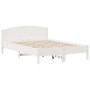Bettgestell aus weißem Kiefernholz mit Kopfteil 150 x 200 cm von , Betten und Lattenroste - Ref: Foro24-3216198, Preis: 206,3...