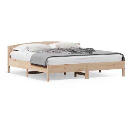 Estructura de cama con cabecero madera maciza pino 180x200 cm de , Camas y somieres - Ref: Foro24-3216191, Precio: 188,02 €, ...