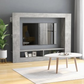 Mueble de TV madera contrachapada gris hormigón 152x22x113 cm