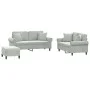 Sofa set with cushions 3 pieces light gray velvet by , Sofas - Ref: Foro24-3202240, Price: 513,16 €, Discount: %