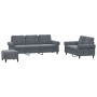 Dreiteilige Sofagarnitur aus dunkelgrauem Samt mit Kissen von , Sofas - Ref: Foro24-3202261, Preis: 586,85 €, Rabatt: %