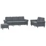 Dreiteilige Sofagarnitur aus dunkelgrauem Samt mit Kissen von , Sofas - Ref: Foro24-3202261, Preis: 577,88 €, Rabatt: %