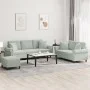 Juego de sofás con cojines 3 piezas terciopelo gris claro de , Sofás - Ref: Foro24-3202280, Precio: 607,83 €, Descuento: %