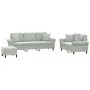 Sofa set with cushions 3 pieces light gray velvet by , Sofas - Ref: Foro24-3202280, Price: 606,51 €, Discount: %