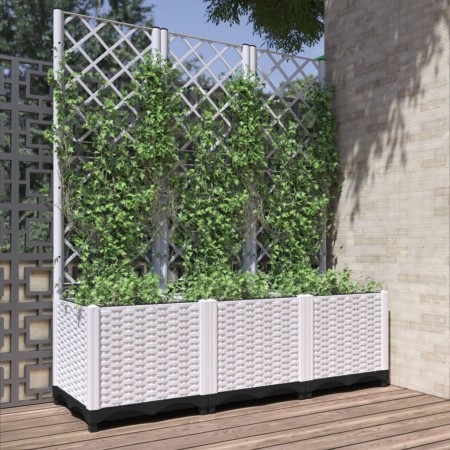 Planter with white PP trellis 120x40x136 cm by , Pots and planters - Ref: Foro24-153284, Price: 98,97 €, Discount: %