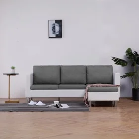 3-seater sofa with white synthetic leather cushions by , Sofas - Ref: Foro24-282285, Price: 507,46 €, Discount: %