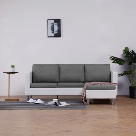 3-Sitzer-Sofa mit weißen Kunstlederkissen von , Sofas - Ref: Foro24-282285, Preis: 507,46 €, Rabatt: %
