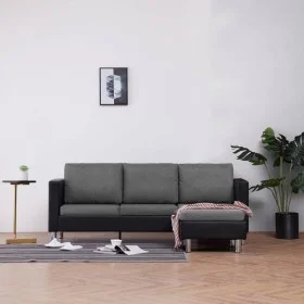 3-seater sofa with black synthetic leather cushions by , Sofas - Ref: Foro24-282287, Price: 384,71 €, Discount: %