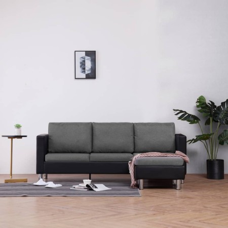 3-seater sofa with black synthetic leather cushions by , Sofas - Ref: Foro24-282287, Price: 390,45 €, Discount: %