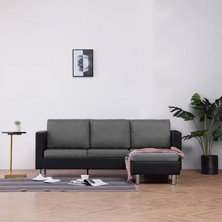 3-seater sofa with black synthetic leather cushions by , Sofas - Ref: Foro24-282287, Price: 384,71 €, Discount: %
