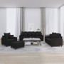 Black velvet 4-piece sofa set with cushions by , Sofas - Ref: Foro24-3201695, Price: 653,99 €, Discount: %