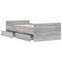Sonoma gray bed frame with drawers 75x190 cm by , Beds and slatted bases - Ref: Foro24-3207390, Price: 120,93 €, Discount: %