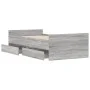 Sonoma gray bed frame with drawers 75x190 cm by , Beds and slatted bases - Ref: Foro24-3207390, Price: 119,60 €, Discount: %