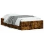 Smoked oak engineered wood bed with drawers 75x190 cm by , Beds and slatted bases - Ref: Foro24-3207333, Price: 122,65 €, Dis...