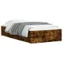 Smoked oak engineered wood bed with drawers 75x190 cm by , Beds and slatted bases - Ref: Foro24-3207333, Price: 122,65 €, Dis...