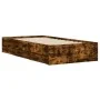 Smoked oak engineered wood bed with drawers 75x190 cm by , Beds and slatted bases - Ref: Foro24-3207333, Price: 122,65 €, Dis...