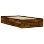 Smoked oak engineered wood bed with drawers 75x190 cm by , Beds and slatted bases - Ref: Foro24-3207333, Price: 122,65 €, Dis...