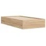 Cama con cajones madera ingeniería roble Sonoma 75x190 cm de , Camas y somieres - Ref: Foro24-3207331, Precio: 122,63 €, Desc...