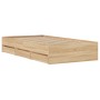 Sonoma oak engineered wood bed with drawers 75x190 cm by , Beds and slatted bases - Ref: Foro24-3207331, Price: 124,13 €, Dis...