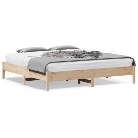 Solid pine wood bed frame 200x200 cm by , Beds and slatted bases - Ref: Foro24-842682, Price: 118,81 €, Discount: %