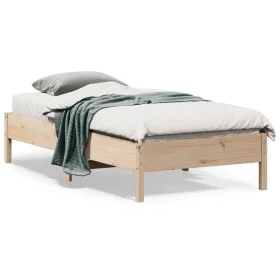 Solid pine wood bed frame 75x190 cm by , Beds and slatted bases - Ref: Foro24-842730, Price: 72,67 €, Discount: %